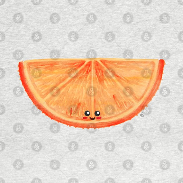 Watercolor Orange - A Cute Orange Slice by Elinaana